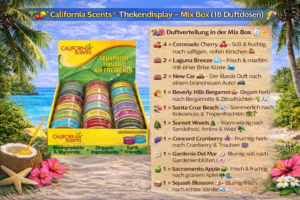 California Scents® – Thekendisplay (18 Dosen mit Duftmix)