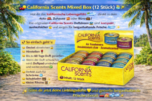 California Scents Auto-Lufterfrischer – Monterey Vanilla & Mixed Box (12 Düfte)